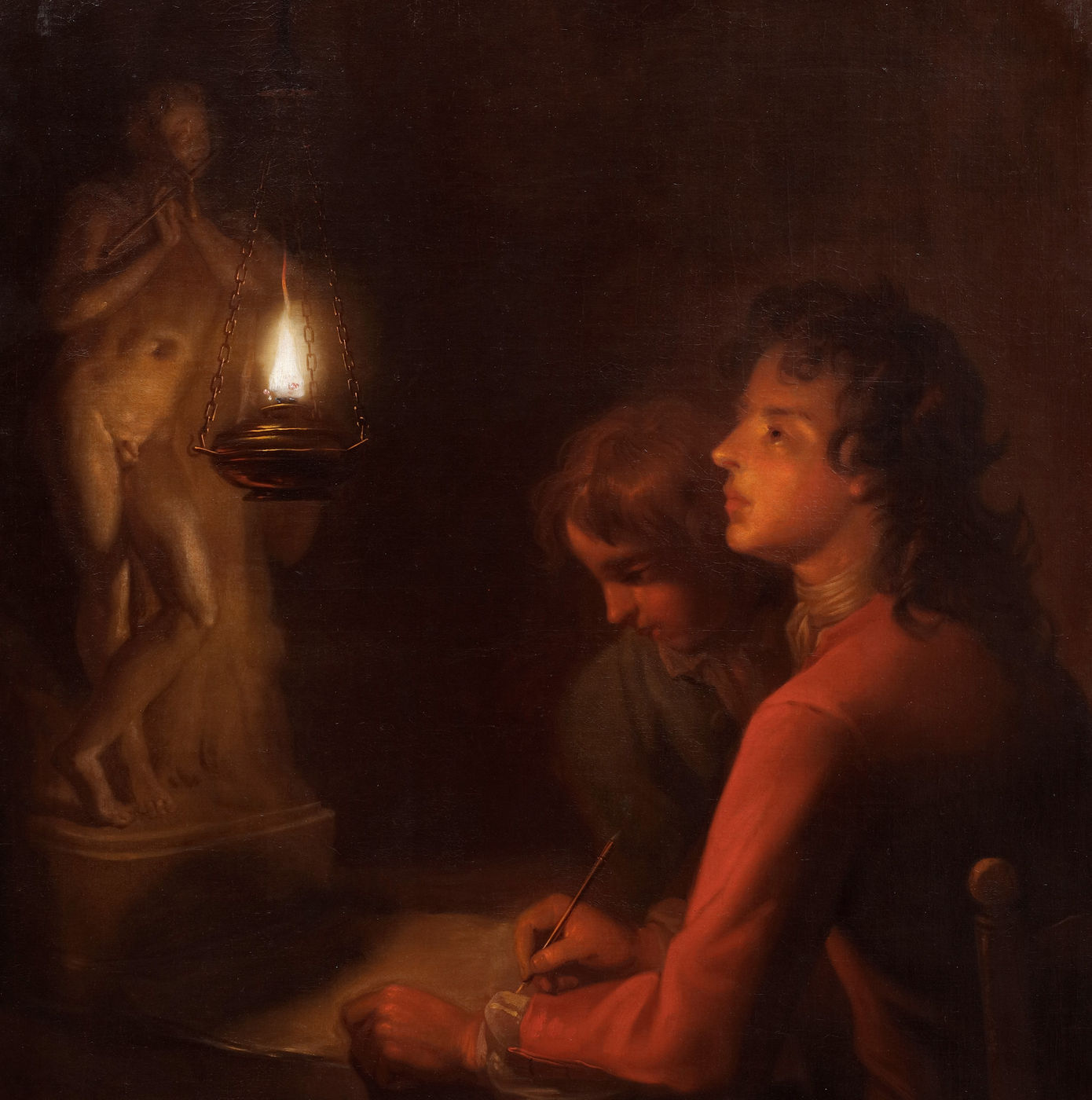 Portrait of the artist's brother, with a lit candle by Enoch Seeman
